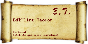 Bálint Teodor névjegykártya